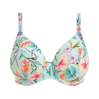 Beställ nu Elomi Sunshine Cove Underwire Plunge Bikini Top Blå Mönstrad F 90 Dam
