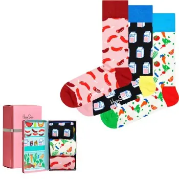 Trygg betalning Happy socks Strumpor 3P Foodie Socks Gift Box Flerfärgad bomull Strl 41/46