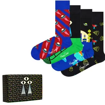 Happy socks Strumpor 4P Space Socks Gift Box Svart bomull Strl 36/40 Populär
