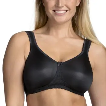 Snabb frakt Miss Mary Smooth Lacy Moulded Soft Bra BH Svart D 80 Dam