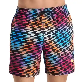 Puma Badbyxor Formstrip Mid Swim Shorts Svart mönstrad polyester Large Herr Kundfavorit