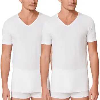 Schiesser 2P 95-5 Organic Cotton V-Neck Vit ekologisk bomull Small Herr Bästa pris