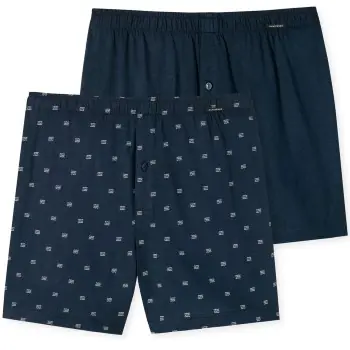 Kampanj Schiesser Kalsonger 2P Fun Print Boxershorts Marin bomull Small Herr
