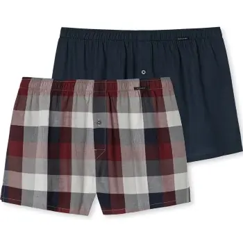 Beställ idag Schiesser Kalsonger 2P Fun Prints Boxer Shorts Röd/Blå bomull XX-Large Herr