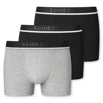 Schiesser Kalsonger 3P Organic Cotton Woven Boxer Brief Svart/Grå bomull Large Herr Lägg i varukorgen