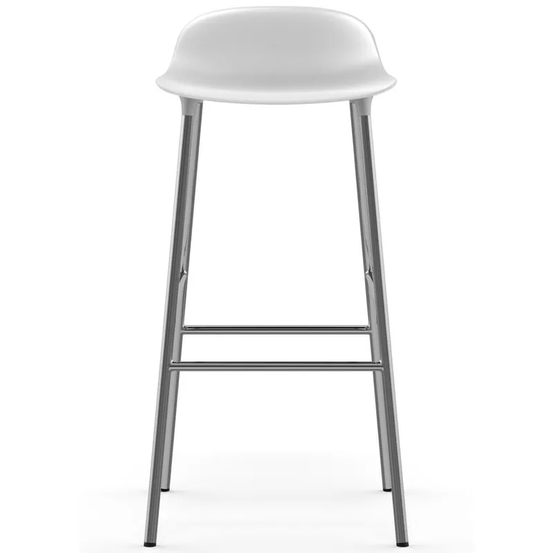 Normann Copenhagen - Form Barstool - 75 cm - Steel, Chrome & Brass - Barstol - Chrome / White - L 44 x D 44 x H 87 x SH 75 cm Trygg betalning