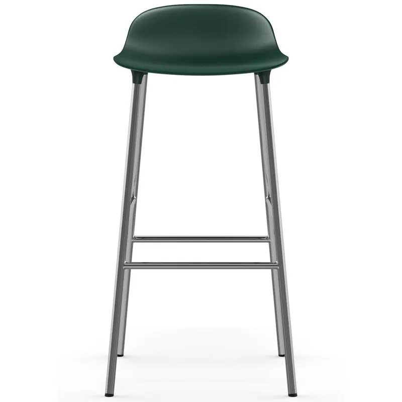 Normann Copenhagen - Form Barstool - 75 cm - Steel, Chrome & Brass - Barstol - Chrome / Green - L 44 x D 44 x H 87 x SH 75 cm Köp online