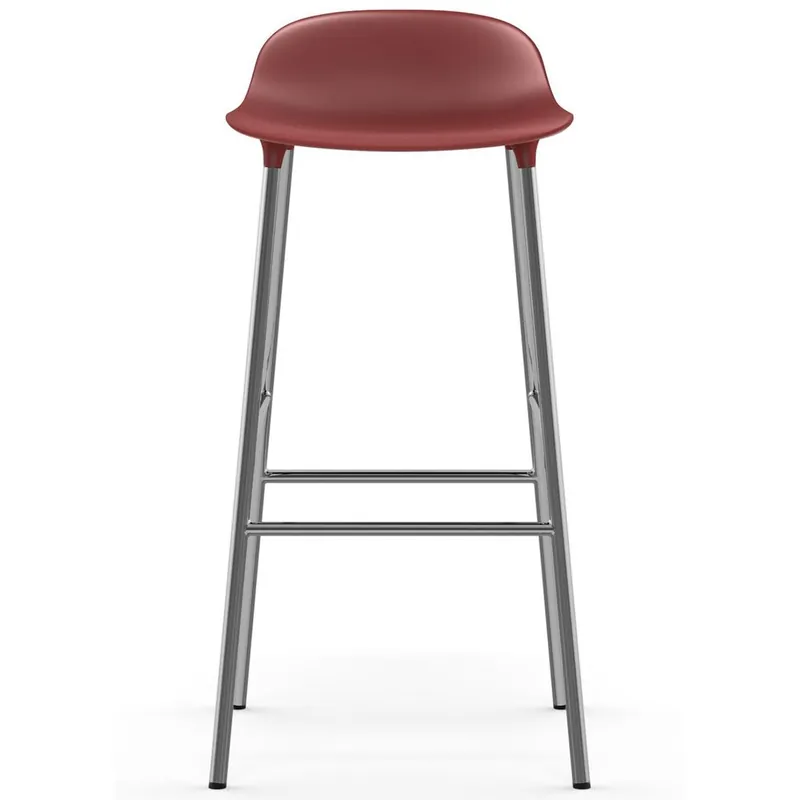 Normann Copenhagen - Form Barstool - 75 cm - Steel, Chrome & Brass - Barstol - Chrome / Red - L 44 x D 44 x H 87 x SH 75 cm Begränsat erbjudande