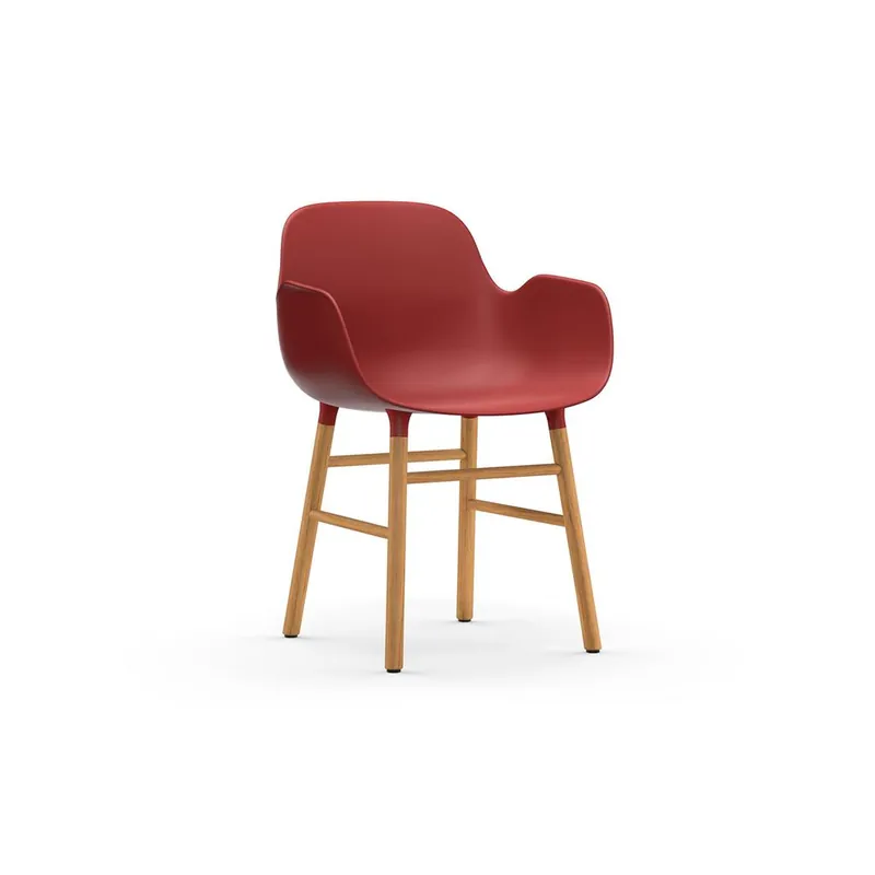 Säker betalning Normann Copenhagen - Form Armchair Wood - Matstol - Oak / Red - W56 x D52 x H80 x SH44 cm